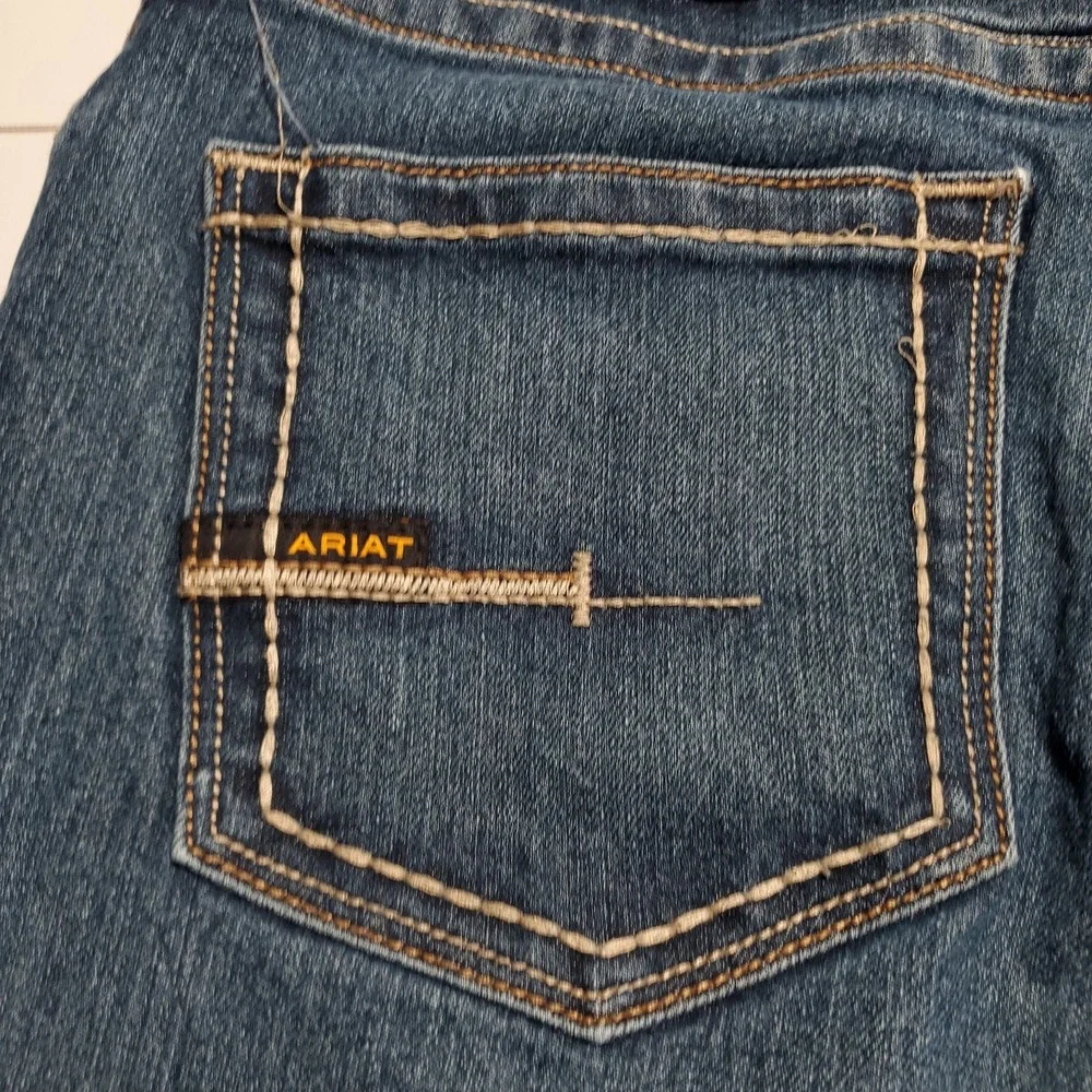 Ariat Rebar M4 Relaxed Boot Jeans Mens 36x30/28 Blue Workwear Denim - Picture 6 of 7